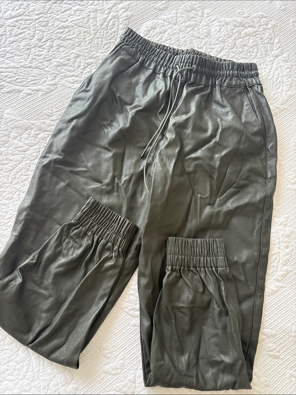 Dynamite Olive Green Faux Leather Joggers